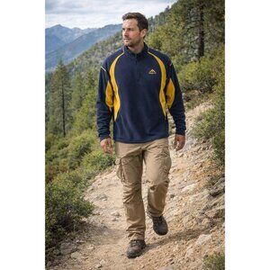 Magnus Fleece Quarter Zip Pullover L/XL Blue Yellow Techwear Outdoor Gorpcore